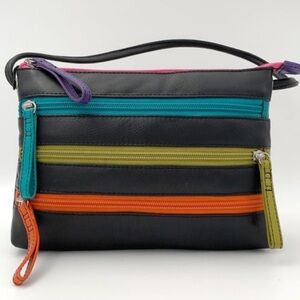 Vintage Black leather crossbody